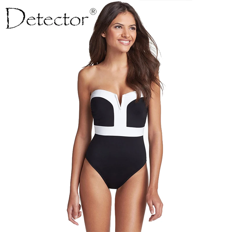 Соблазнительный Цельный купальник Detector бандажный женский однотонный белый и