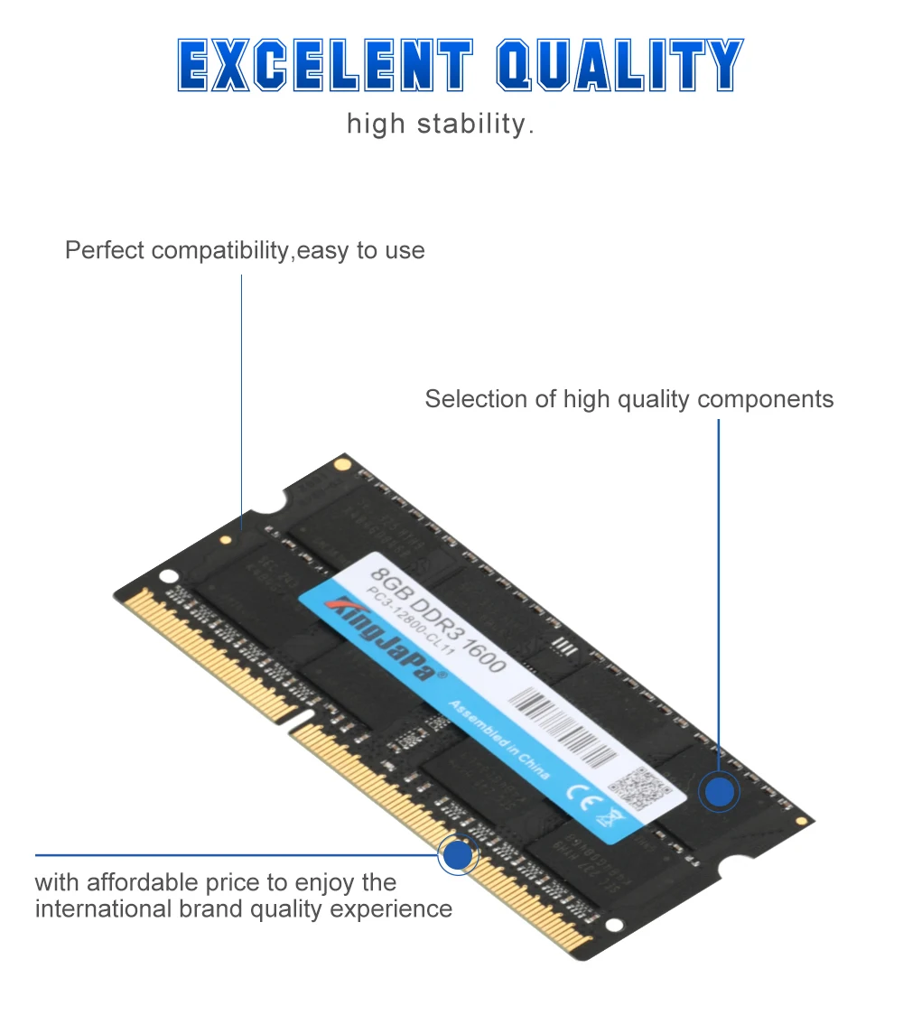 KingJaPa DDR3L DDR3 2G 4GB 8GB 1333Mhz 1600Mhz 1066Mhz SO-DIMM 1,35 V 1,5 V ноутбук ram 204Pin ноутбук память sodimm