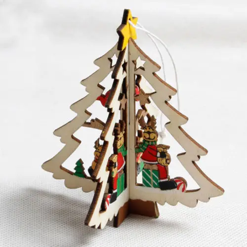 Новогодние милые Мультяшные деревянные Рождественские елки украшения Рождественские подарки украшения Рождественский стол Декор для дома