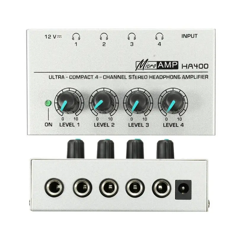 

Mayitr 1pc HA400 Ultra-Compact Stereo Amp Amplifier 4 Channel Headphone Audio Microamp Amplifier With EU Adapter