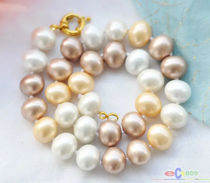 

Fast SHIPPING17" 16mm multicolor egg SOUTH SEA SHELL PEARL NECKLACE NEW