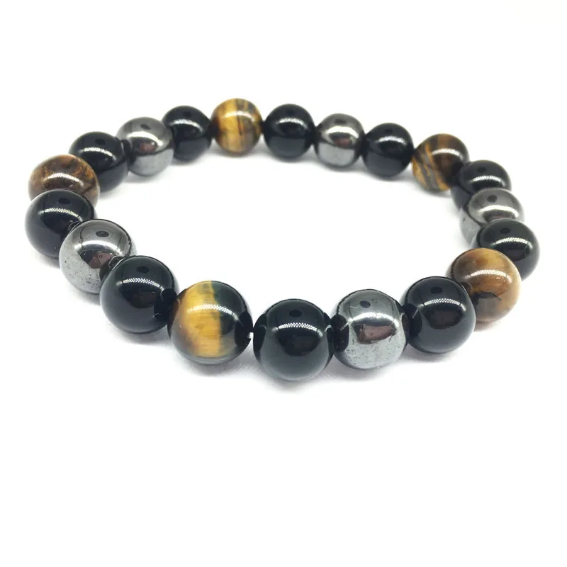 

Natural Black Obsidian Hematite Tiger Eye Beads Bracelet Men for Magnetic Health Protection Women Jewelry Pulsera Hombre