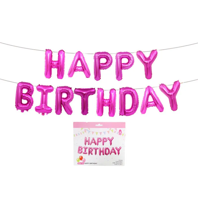 16 Inch Rose Gold Happy Birthday Letter Balloon Imitation Beauty Thin Version Happy Birthday Aluminum Balloon Set Pretty qq022 (14)