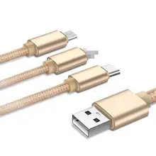 Металлическая одна тяга три линии передачи данных Android type-c нейлон тканые 3 в 1 зарядка линии для Apple Android мобильный телефон зарядное устройство OFC-Z06