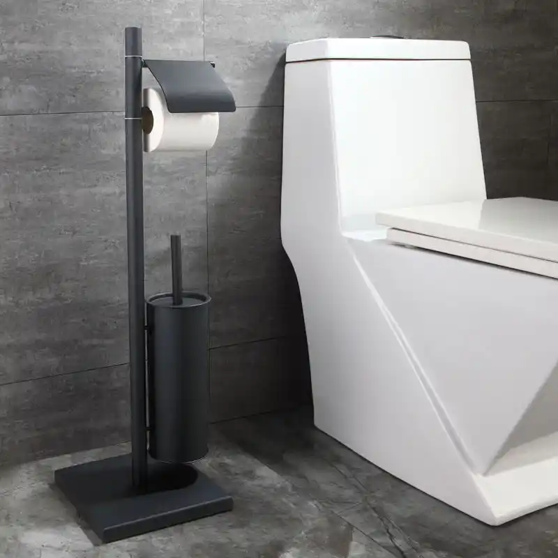 304 Stainless Steel Marble Matte Black Floor Standing Paper Holder