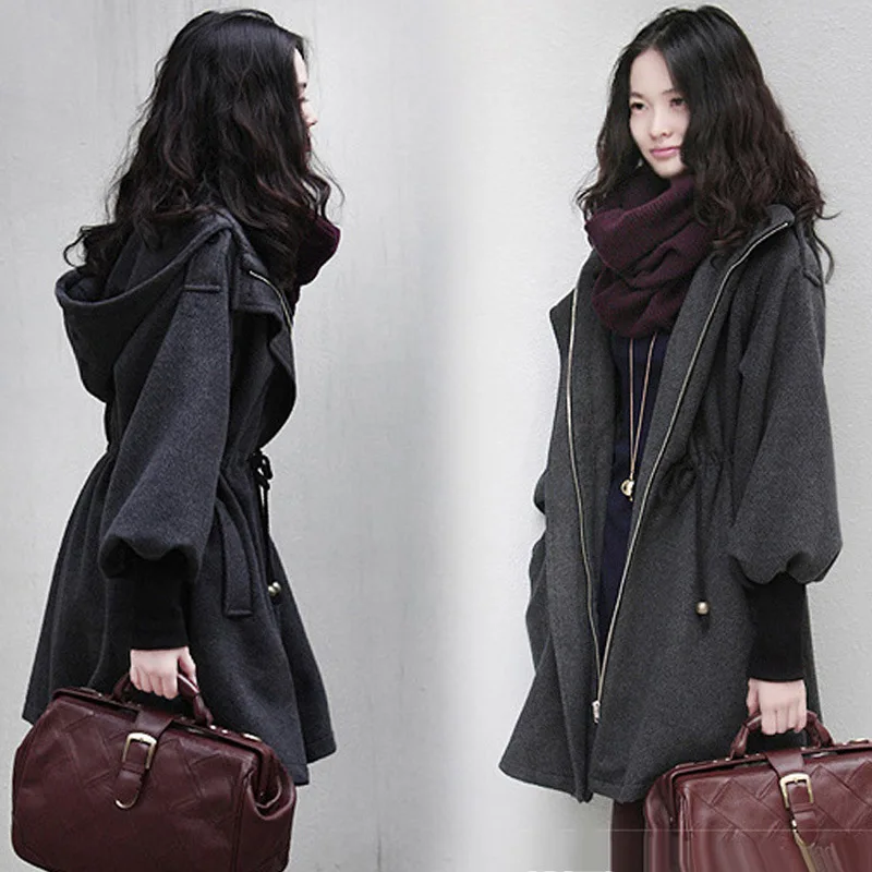

Woolen Coat Female Autumn And Winter New Fashion Casaco Feminino Long Drawstring Thickening Sheep Wool Coat Women Abrigo Mujer