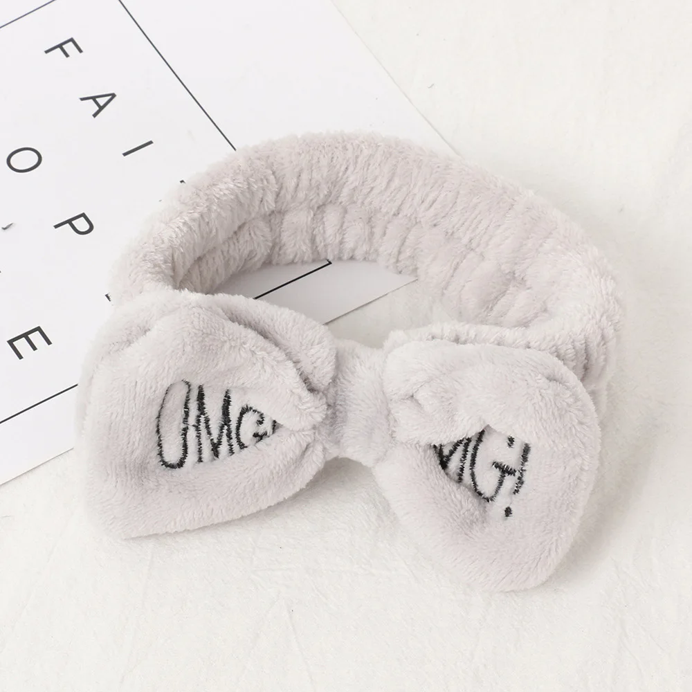 New Fashion Letter OMG Coral Fleece Soft Bow Headbands Wash Face Headband Women Girls Holder Turban Hairbands Hair Accessories - Цвет: 21