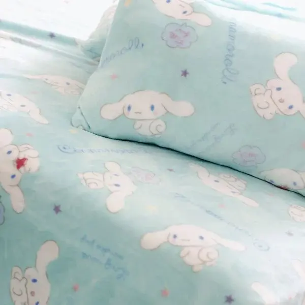 

Candice guo! creative cute Cinnamoroll cartoon big ears white dog plush blanket pillowcase birthday gift light blue 1pc