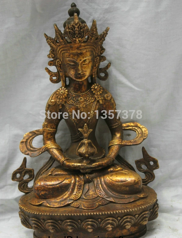 

shitou 00819 12'' Chinese Tibetan Buddhism Temple Bronze statue Immeasurable Buddha Statue