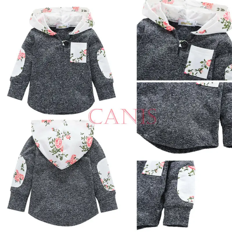 

Canis Kids Baby Boys Girls 6M-4T Floral Hooded Tops Jacket Coat Outerwear Casual