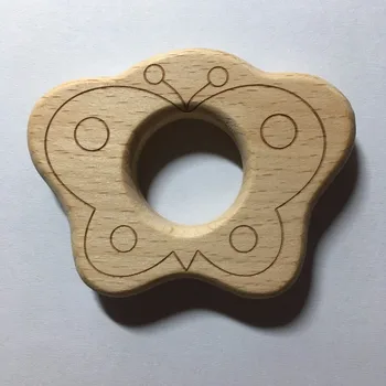 

10PCS Butterfly Handmade Natural Newborn Beech Wooden Teether Toys