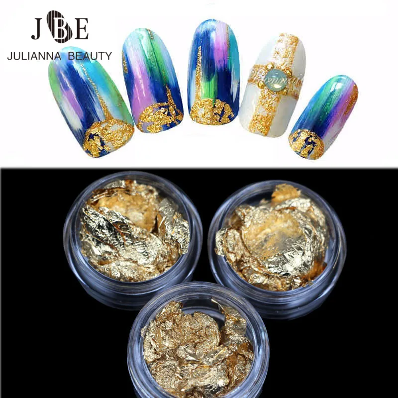 

1 Box Gold Aluminum Foil Paper Nail Art Sticker 3D Glitters DIY Nail Mirror Stickers Tin foil paper Polish Nail Decoration