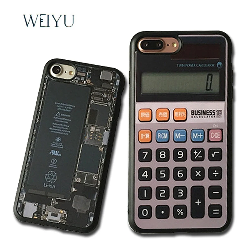 

Phone cases For iphone 6 6S Plus Creative Acrylic Mirror Calculator Text Silicone soft back cover For iPhone 7 Plus Accessories