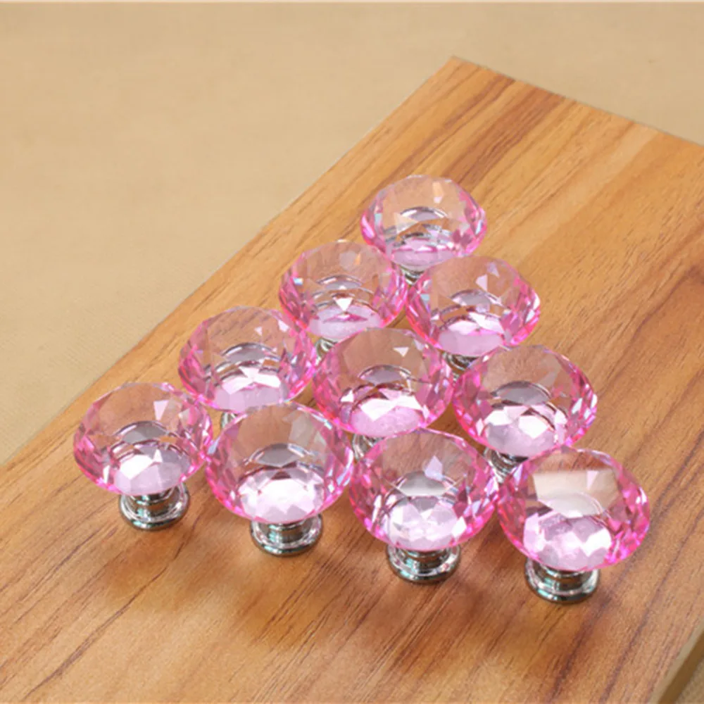 

25mm Diamond Crystal Cupboard Cabinet Dresser Drawer Wardrobe Door Knob Pull Handle Furniture Accessories