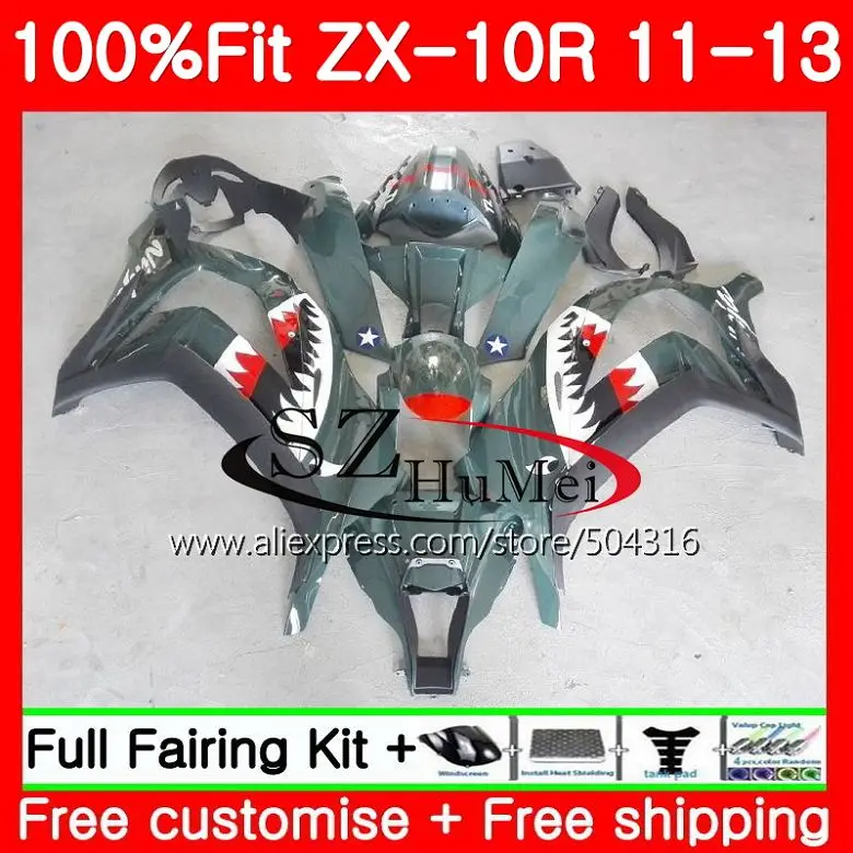 

Injection For KAWASAKI NINJA ZX 10 R ZX10R Green grey 19SH21 ZX 10R 11 12 13 14 15 ZX-10R 2011 2012 2013 2014 2015 Fairing kit
