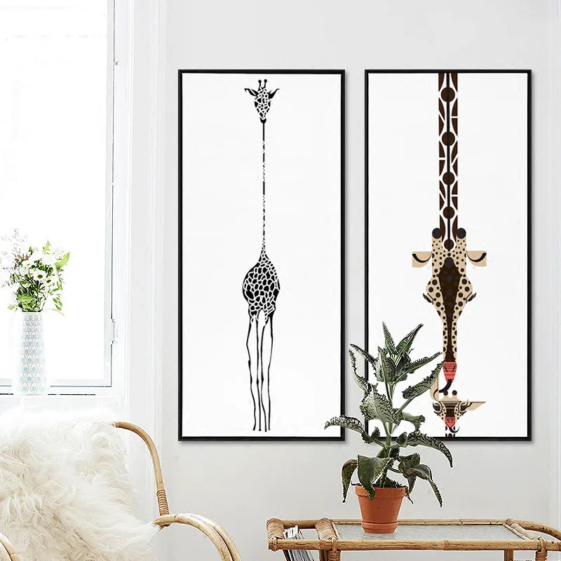 

Creative Animal Zebra Giraffe Minimalism Art Canvas Poster Prints Painting Picture Modern Home Wall Decor No Frame posters