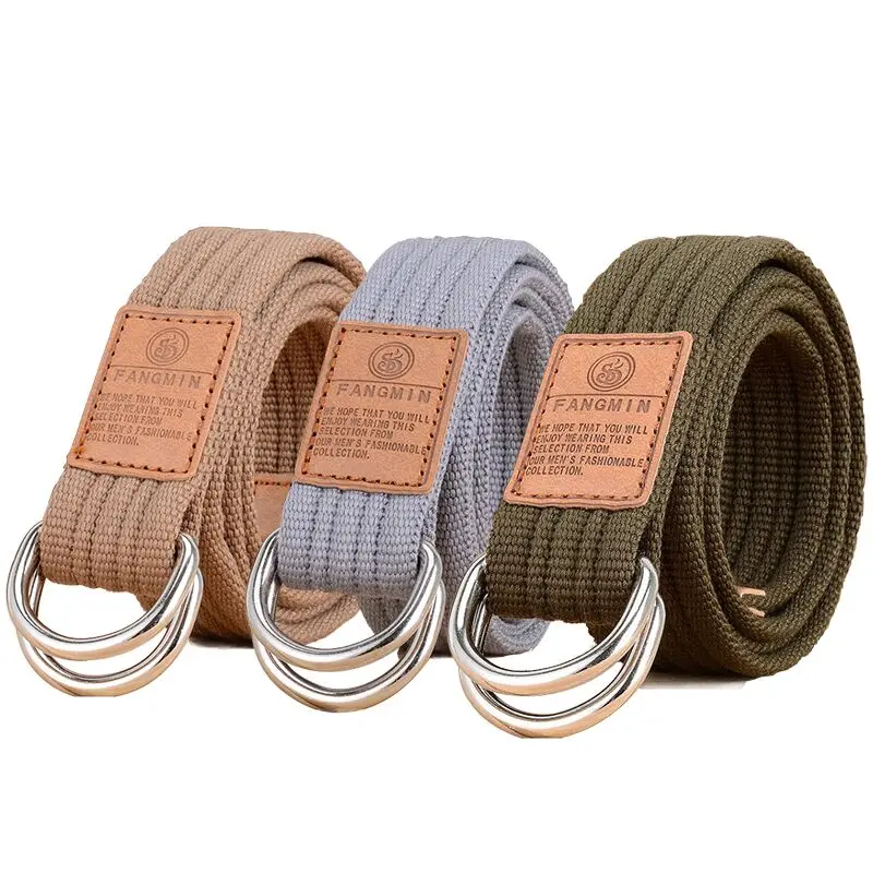 

Men Women's Canvas Nylon Belt Double Ring Buckle Military Tactical Adjustable Belt for Outdoor Sport Hiking Climbing Waist Belt
