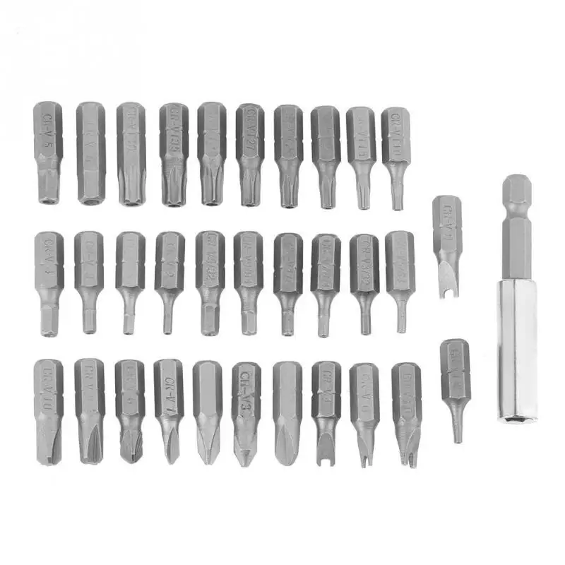 

New 33Pcs/Set Multifunctional Hollow Security Accuracy Screwdriver Bits Set Repair Tool Kit CRV6150 Material With Plastic Box