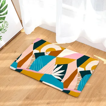 

CAMMITEVER Geometric Leaf Leaves Plant Mats Decoration Bedroom Tea Table Area Rug Mat Soft Flannel Large Rug and Carpet