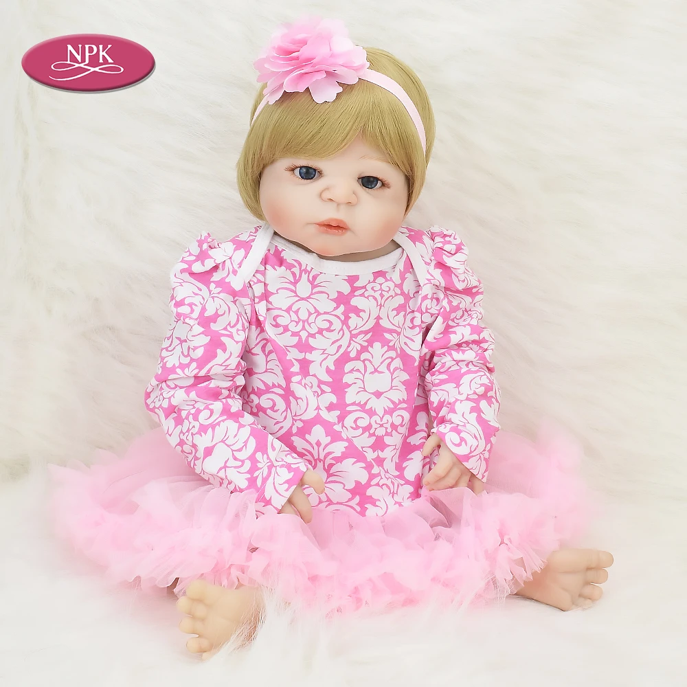 

NPK 57CM Soft Silicone Reborn Baby Dolls For Girls Real Full Vinyl Body Lifelike Newborn Princess Toddler Fashion DOll Bathe Toy