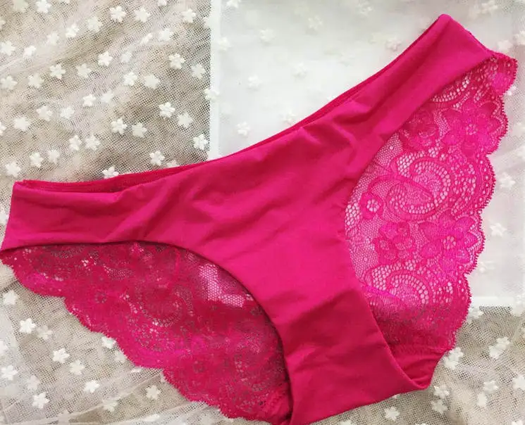 Дамское женское нижнее белье кружевные трусики пикантные Culotte Femme Panty Fancy Calcinha renda для женщин бесследные промежности хлопковые трусы - Цвет: rosered