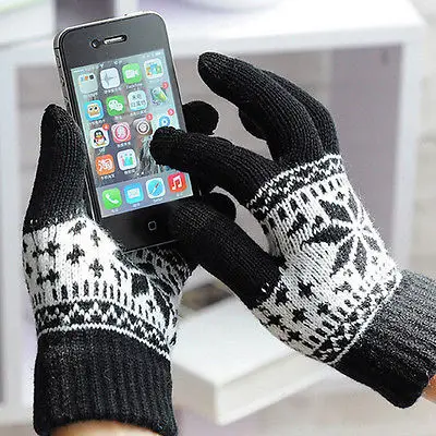 Мягкие зимние мужские женские перчатки для сенсорного экрана текстовые сообщения емкостные трикотажные теплые зимние перчатки вязаные