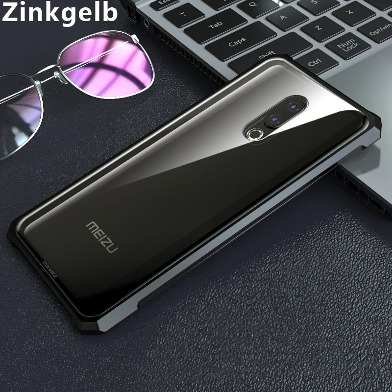 

For Meizu 16th Plus Cover Case Luxury Hard Metal Aluminum Alloy Transparent Glass Armor Protect Phone Case for Meizu 16th Case