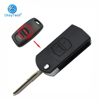 

OkeyTech for Mazda 2 Button Flip Folding Modified Remote Car Key Shell Auto Cover Case Replacement Fob for 3 5 6 MPV Protege Key