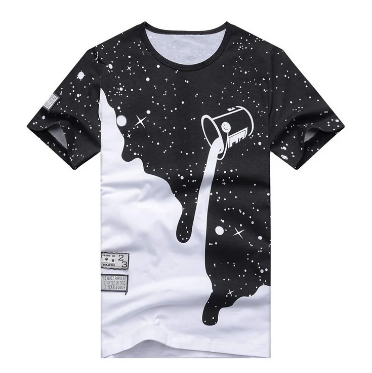 Men Summer Shirt 2015 New Camisas Hombre Short Sleeve Cotton M-3XL Milk Print T shirt Fashio Sport 3d | Мужская одежда