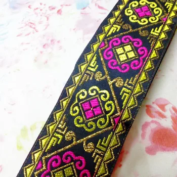 

5cm 50mm 2' Golden Filigree Antelope Horn Lace Clothes Costume Curtain National Jacquard Ribbon Garment Woven Embroidery Webbing