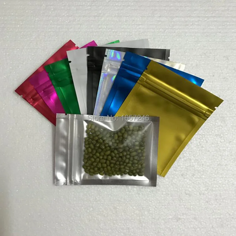 

3000pcs 7.5*10cm Colored Aluminum Foil Self Seal Zip Lock Plastic Bag Packaging For Coffee Food Snack Storage Clear Mylar Bag