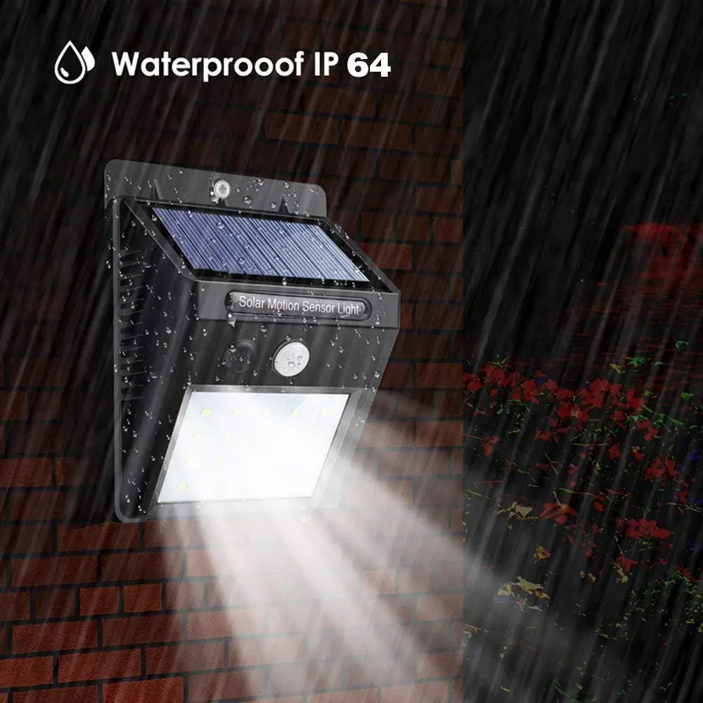 

LED Solar Power PIR Motion Sensor Wall Light 20 LED Outdoor Waterproof Energy Saving Street Yard Path Home Garden Security Lamp