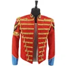 Rare Fashion Retro Punk MJ Michael Jackson Red Military Army Royal Retro England Style Men's Threading Jacket 1980S 2