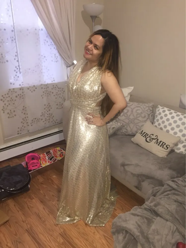 2017 Sparkly Convertible Rose Gold Sequins Bridesmaid