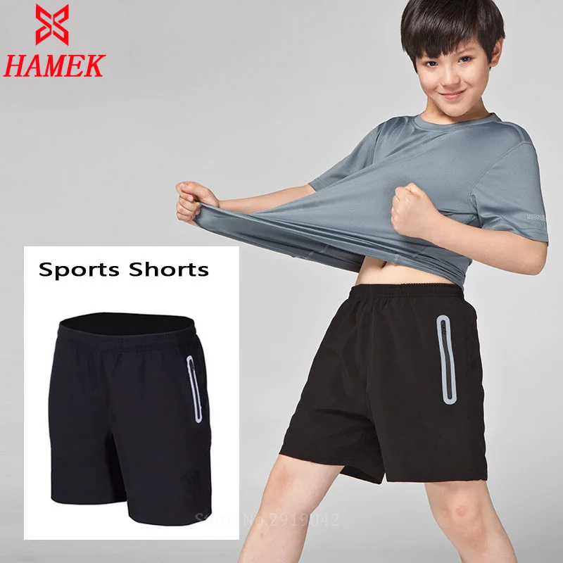 

2017 Boys kids Reflective Running Shorts Breathable Zipper Pocket Soccer Gym Fitness Clothing Joggers Basketball Training Shorts