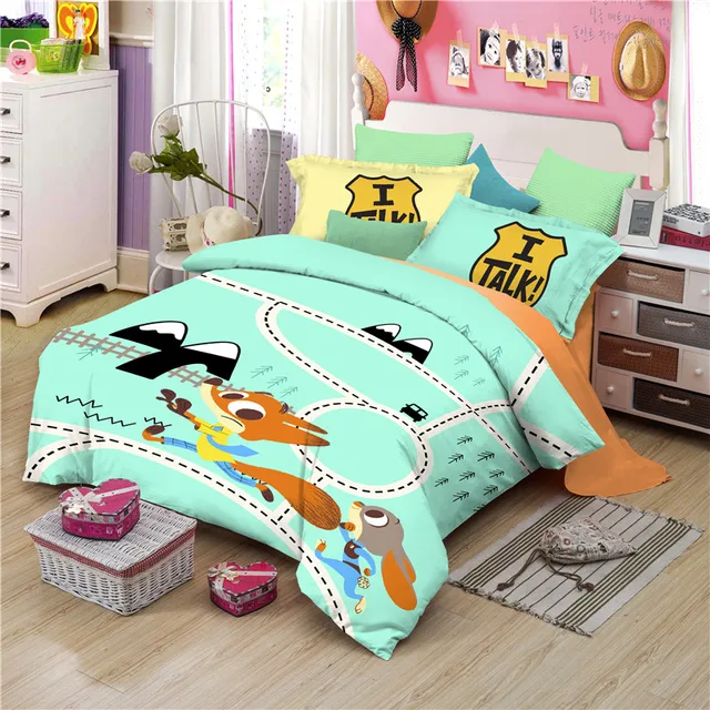 disney cotton zootopia cartoon bedding set duvet cover bed sheet