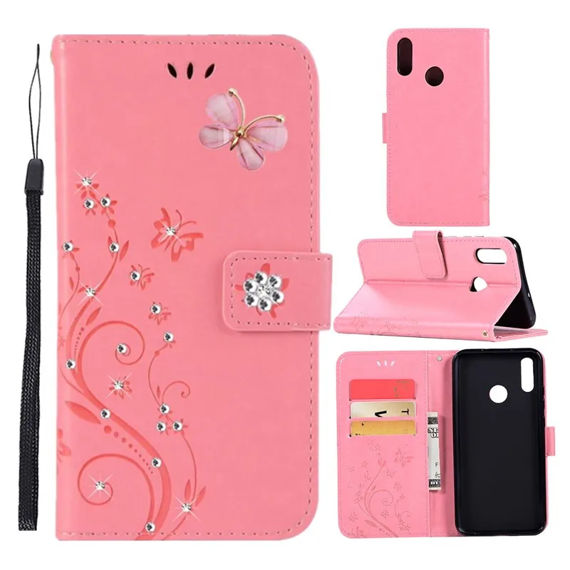 

For Huawei Honor 10 lite leather case flip wallet phone cover for honor 7a 7c pro p smart 2019 diy Diamond holder glitter case