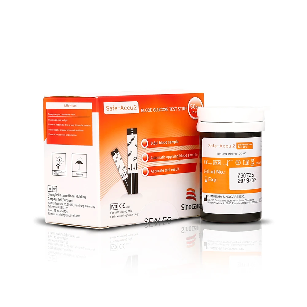 

SINOCARE Safe-Accu2 Glucometer Test strips for Blood Glucose Blood Sugar Meter Reliable No coding Accurate result Easy Operation