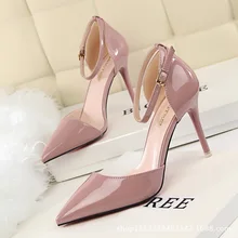 Fashion Style Ladies High Heels Pumps 2016 Patent Leather Sandals Thin Heels Women Shoes 6 Colour