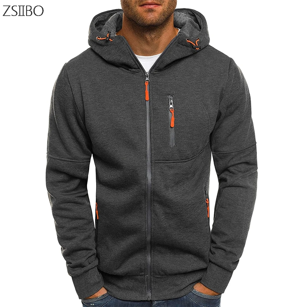 

2018 New Fashion Men's Hoodies Tracksuit Casual Drawstring Solid Color Long Sleeve Sweatshirt Male Zipper Slim Plus Size Hoodie