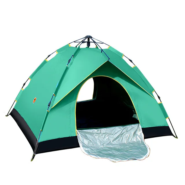 Однослойная Автоматическая палатка для 3-4 человек, наружная Водонепроницаемая полиэфирная водонепроницаемая ткань с серебряным покрытием, семейная палатка для путешествий - Цвет: green