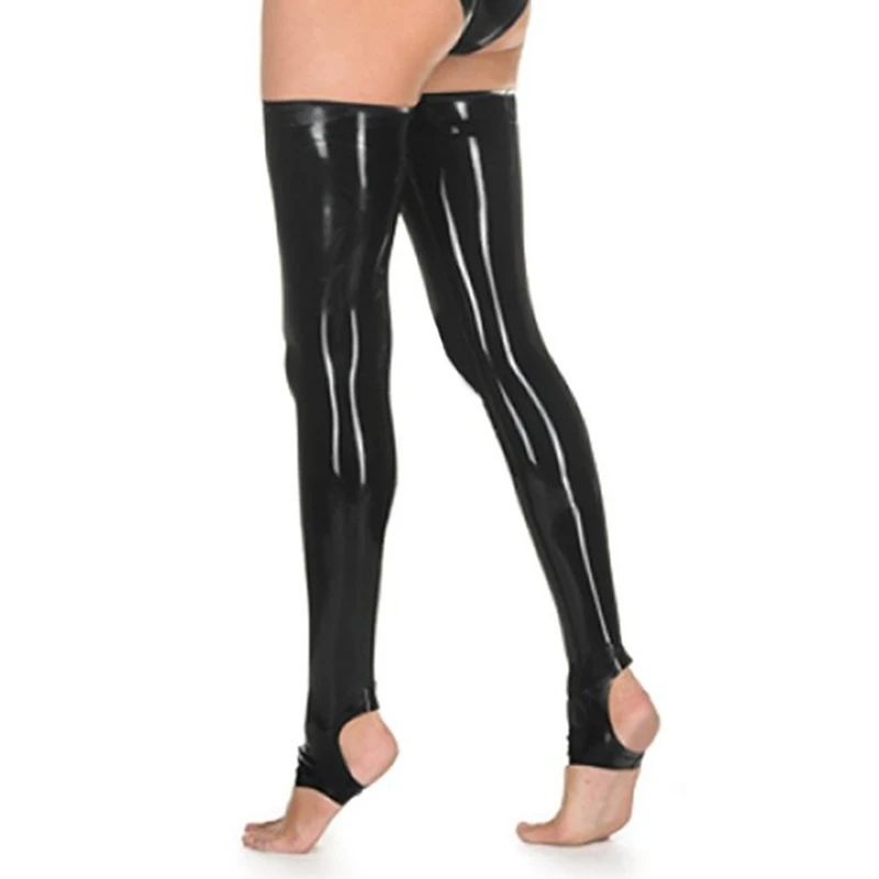 

Latex long to thigh leggings Stockings with toes open and foot pantyhose tutuanna