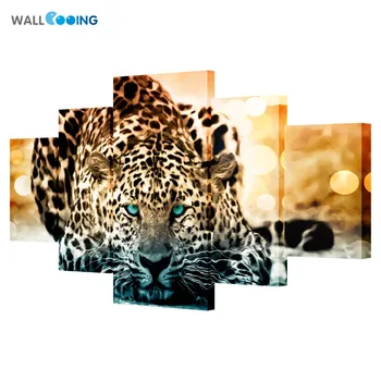 

5 fight combination painting monopoly decorative painting grassland animal series lion cheetah spotted tiger HD print painting
