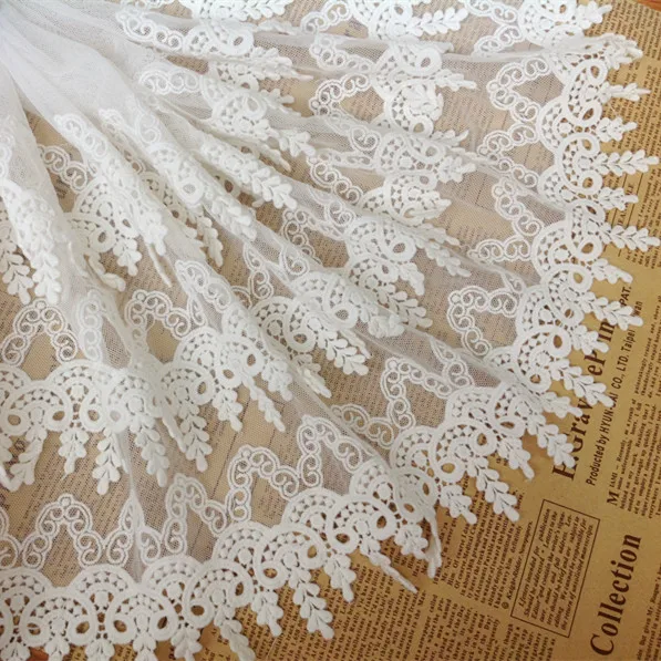 

Free shipping 1yards/lot width 34cm 3-layer mesh embroidery DIY lace trims, Water soluble clothing decorative lace fabrics Z929