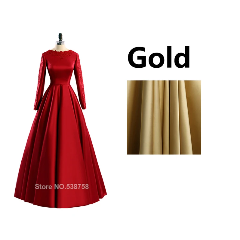 Красное вечернее платье с длинным рукавом, мусульманское Формальное вечернее платье для выпускного вечера, вечернее платье zuhair murad размера плюс, официальное платье - Цвет: Золотой
