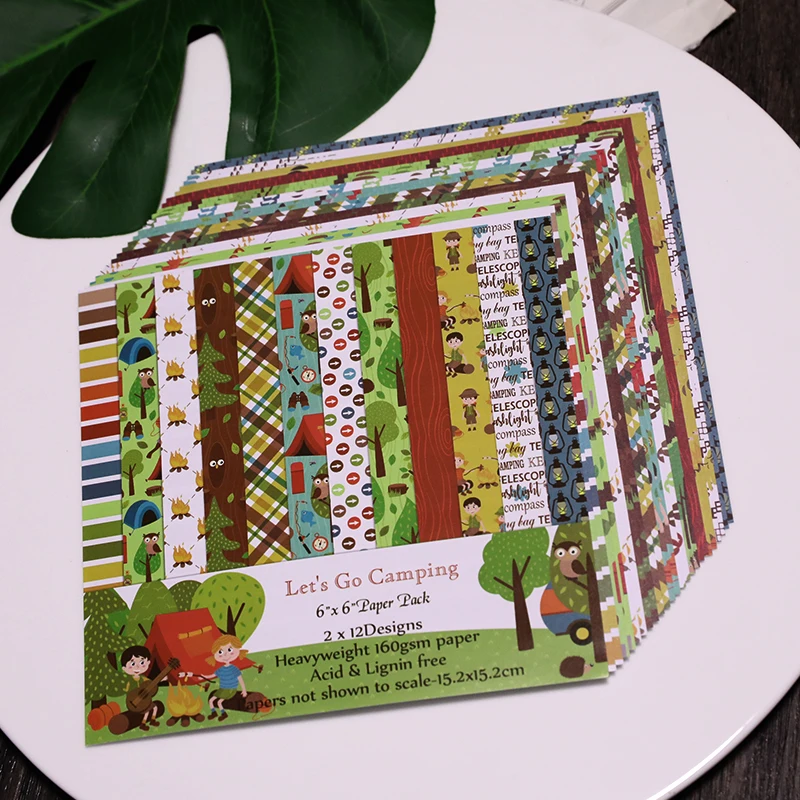 

24 decorative paper Single-side Printed Mixed pattern creative papercraft art paper handmade scrapbooking kit set book