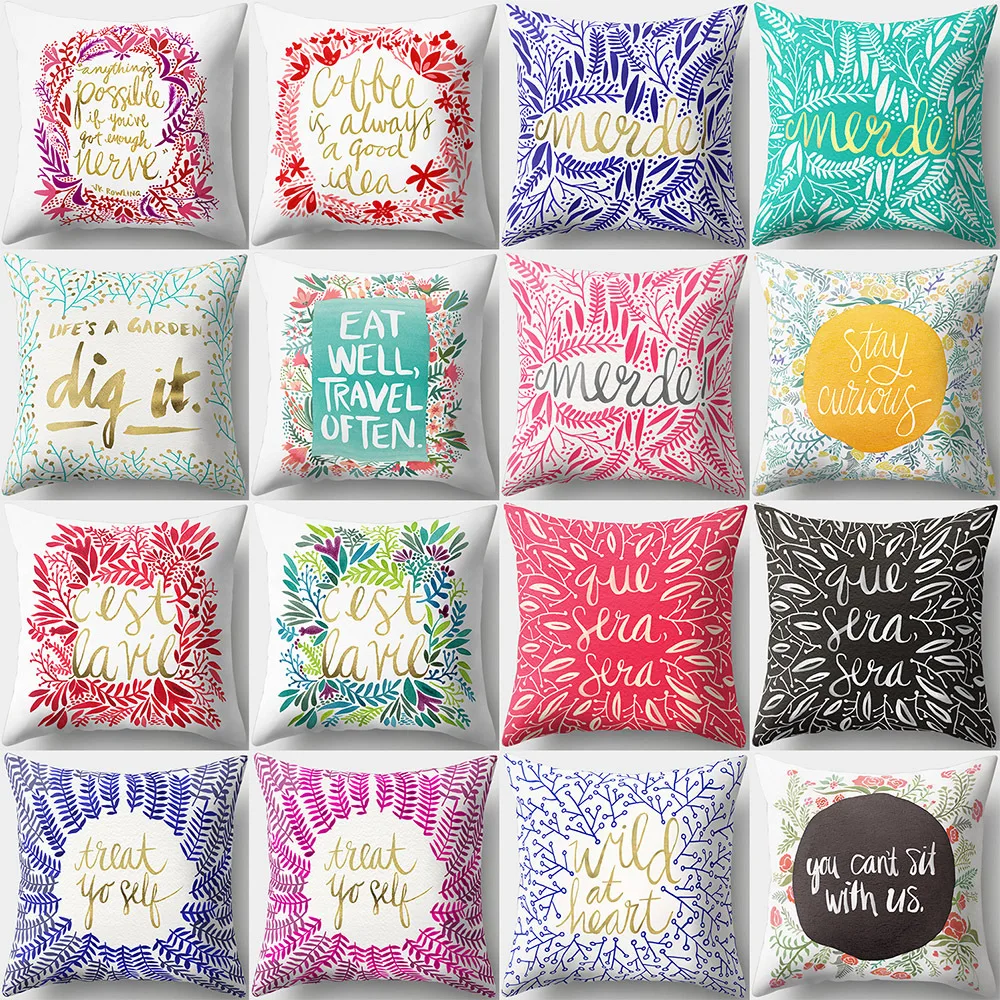 

Square 18'' 23' Cushion Cover Home Sweet Pillow Case Sunshine Love Letter Cushion Sofa Bedroom Decorative Pillow Cover