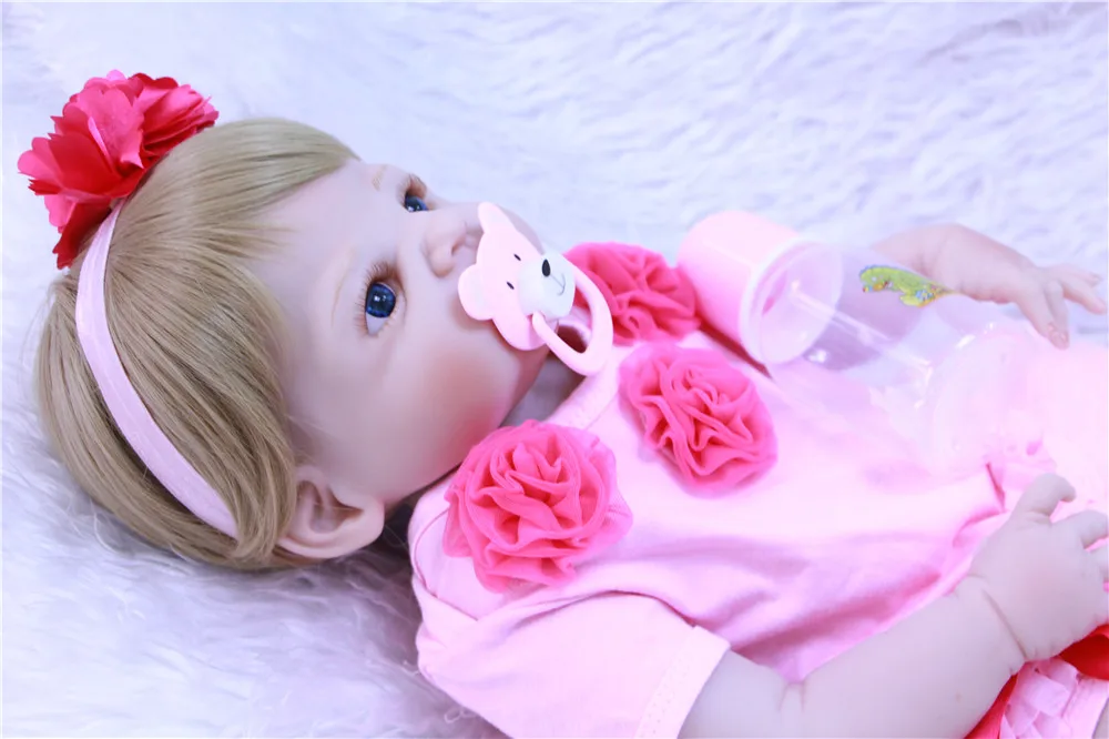 DollMai 23 "куклы bebe светлые волосы девочка полный Силиконовый reborn куклы для детей Лучший подарок на день рождения кукла для Ванны Игрушка bonecas