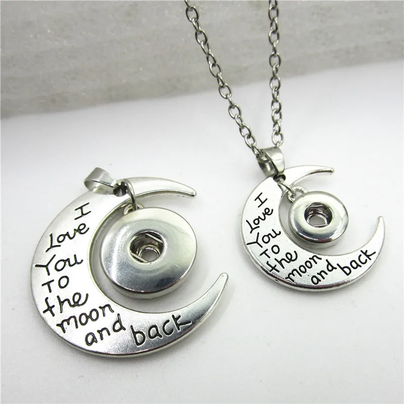 10 шт./лот ожерелье с кнопкой I love you to the moon and back подходит для ожерелья 18/12 мм