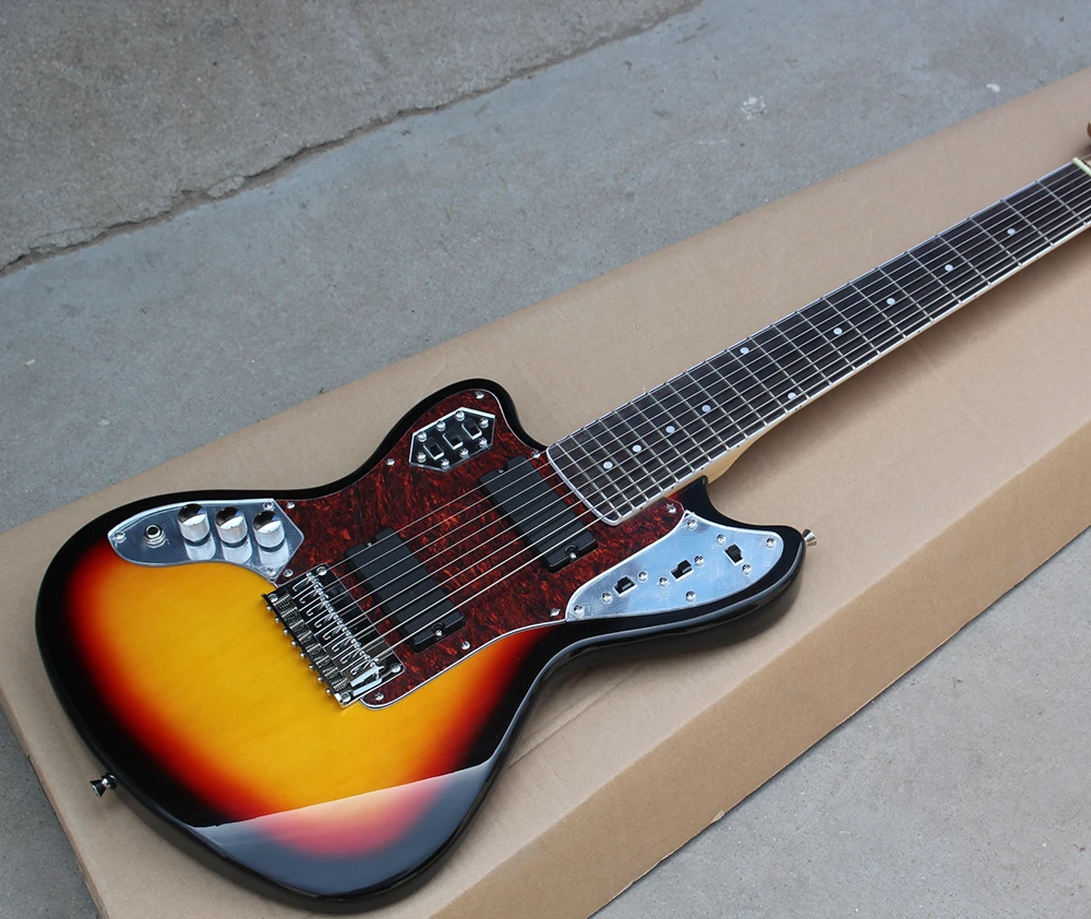 

Factory Left Handed Sunburst Electric Guitar with 8 Strings,Strings-Thru Body,Rosewood Fretboard,Can be Customized